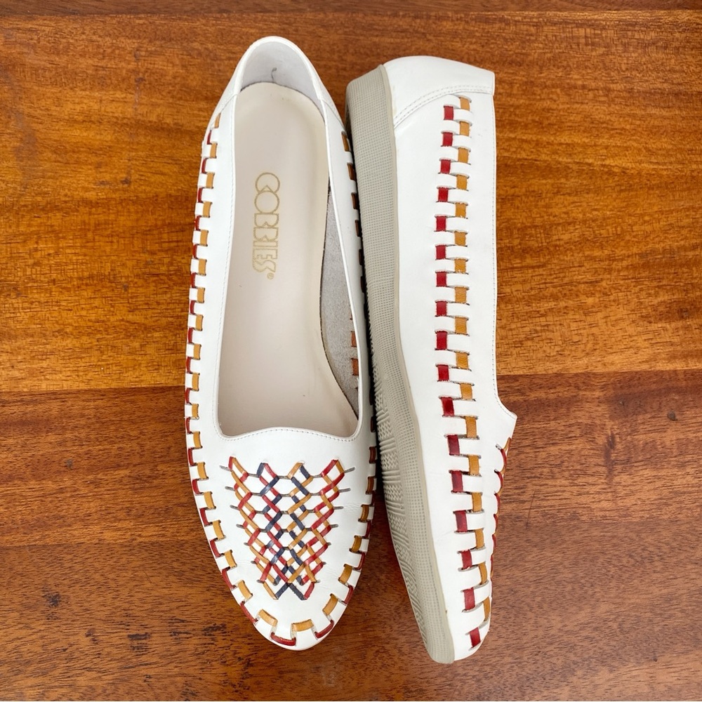 Vintage Cobbies Shoes Women's Size 9M White Woven Leather Loafers Flats Slip On